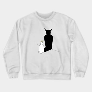 angel and devil cartoon shadow on the wall Crewneck Sweatshirt